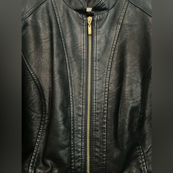Black vegan leather jacket size XL Baccini - Picture 4 of 5